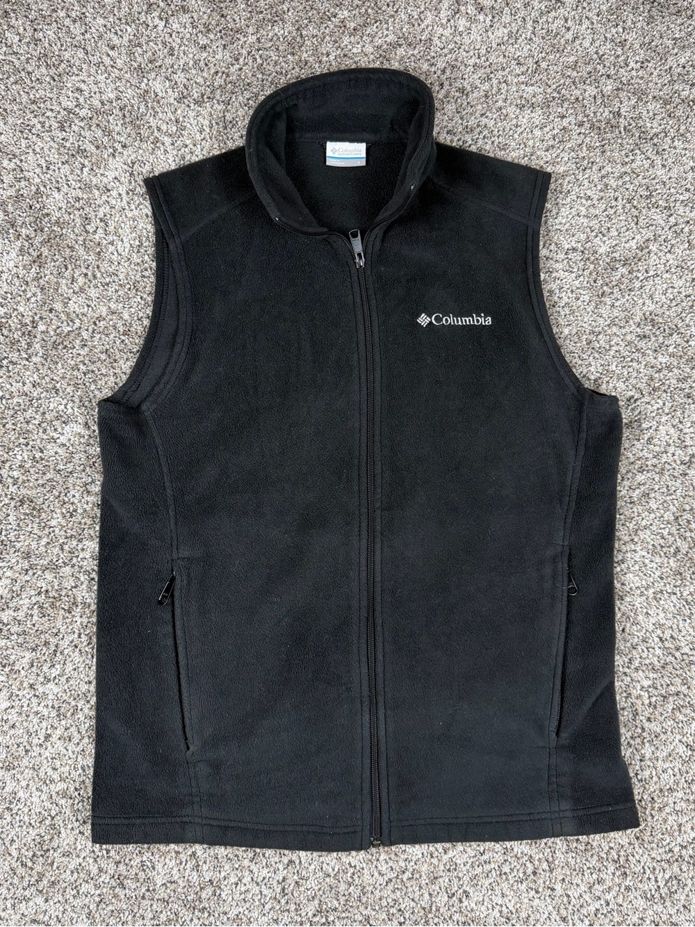 Sz Small Men’s Columbia Brand Full Zip Fleece Sleeveless Vest Black